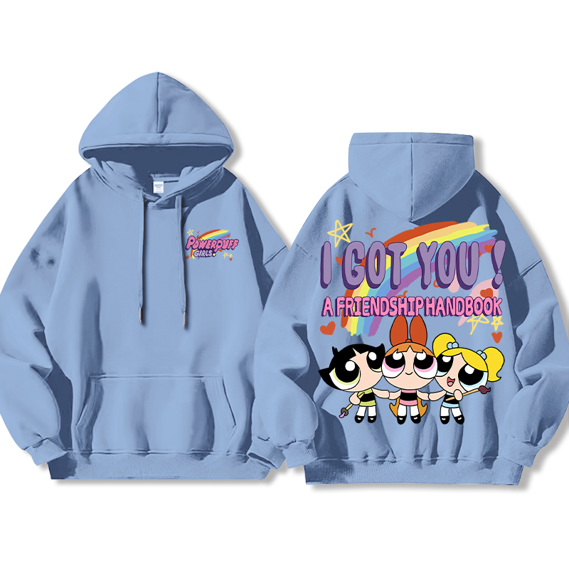 飛天小女警聯名衛衣女衛衣2024秋冬新款親子情侶裝薄絨款連帽衛衣