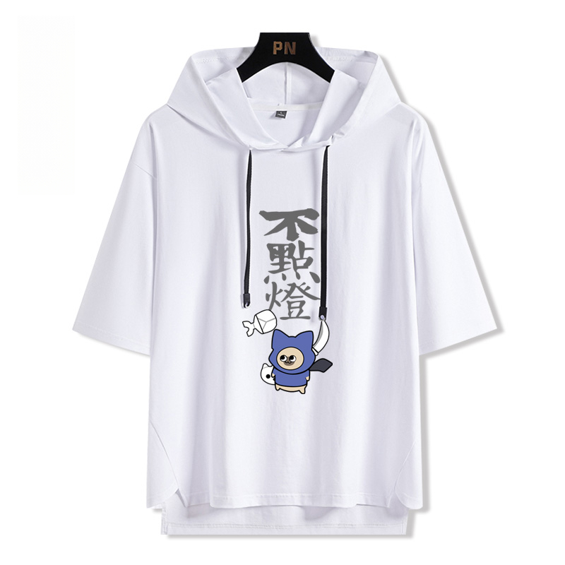 魔物獵人呆貓艾露貓搞怪  連帽短袖T恤