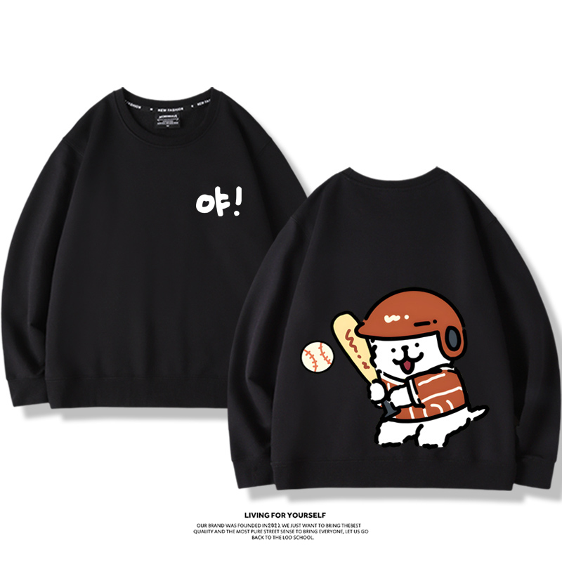 線條小狗2023親子情侶裝 圓領長袖