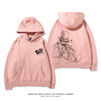 名偵探柯南 聯名衛衣2024秋冬新款親子情侶裝薄絨款連帽衛衣