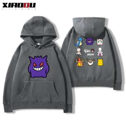 寶可夢聯名衛衣2024秋冬新款親子情侶裝薄絨款連帽衛衣