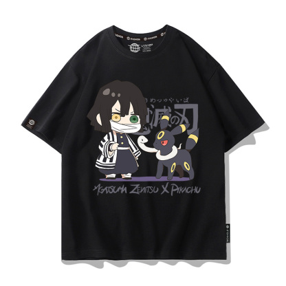 鬼滅之刃x精靈寶可夢 2025情侶男親子女同款 印花短袖T恤