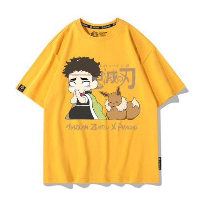 鬼滅之刃x精靈寶可夢 2025情侶男親子女同款 印花短袖T恤