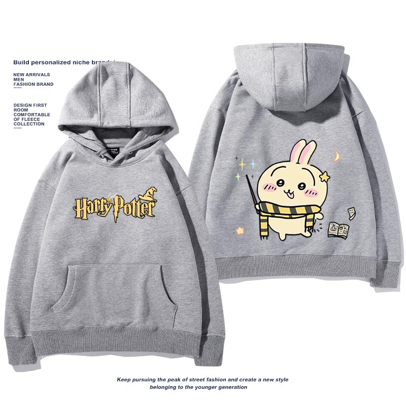 Chiikawa聯名衛衣2024秋冬新款親子情侶裝薄絨款連帽衛衣