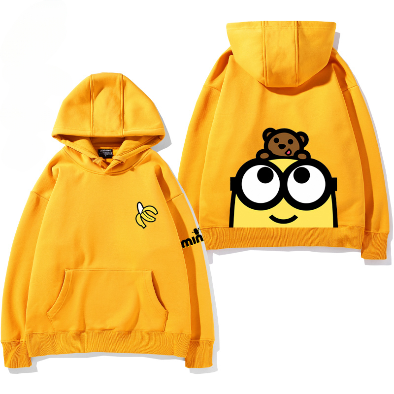 小黃人 聯名衛衣2024秋冬新款親子情侶裝薄絨款連帽衛衣