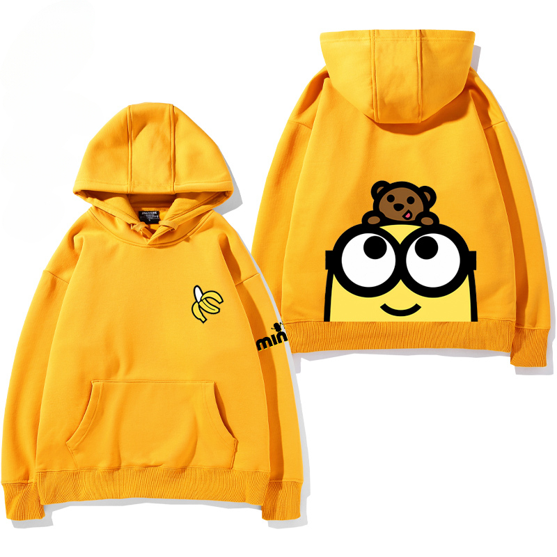 小黃人 聯名衛衣2024秋冬新款親子情侶裝薄絨款連帽衛衣