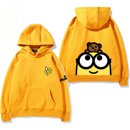 小黃人 聯名衛衣2024秋冬新款親子情侶裝薄絨款連帽衛衣