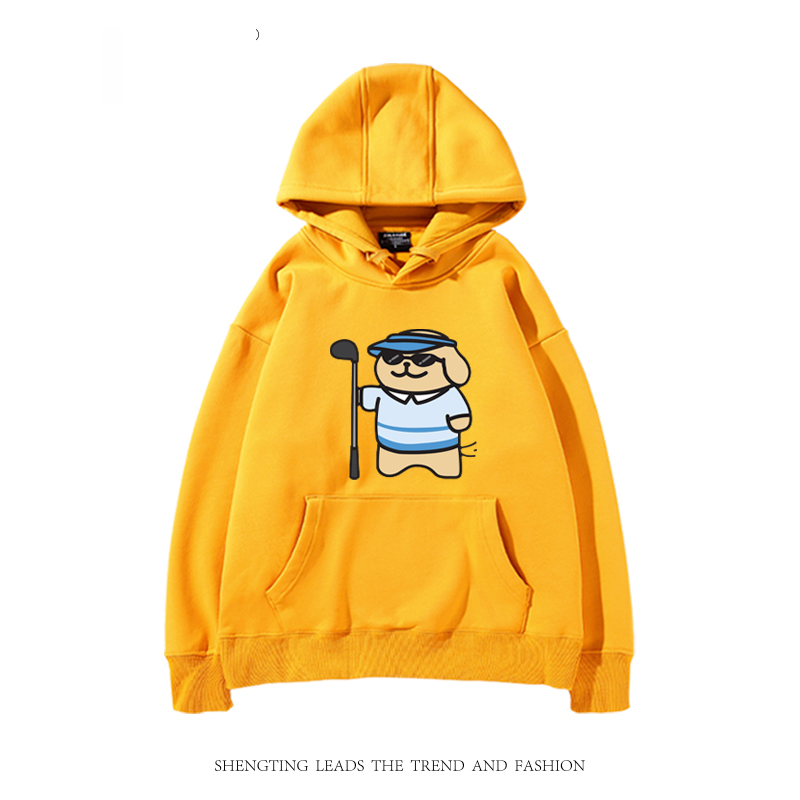 線條小狗 2024秋冬新款親子情侶裝薄絨款連帽衛衣