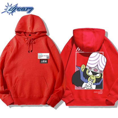 飛天小女警聯名衛衣2024秋冬新款親子情侶裝薄絨款連帽衛衣