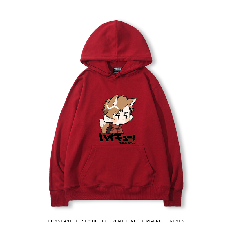 排球少年聯名衛衣2024秋冬新款親子情侶裝薄絨款連帽衛衣