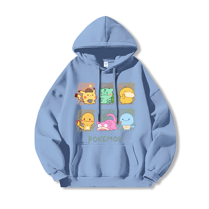 寶可夢 聯名衛衣2024秋冬新款親子情侶裝薄絨款連帽衛衣