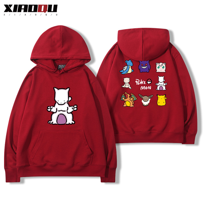 寶可夢聯名衛衣2024秋冬新款親子情侶裝薄絨款連帽衛衣