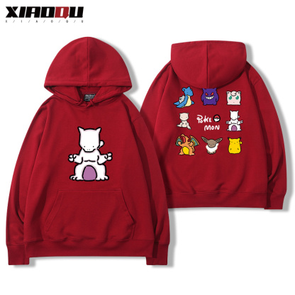 寶可夢聯名衛衣2024秋冬新款親子情侶裝薄絨款連帽衛衣