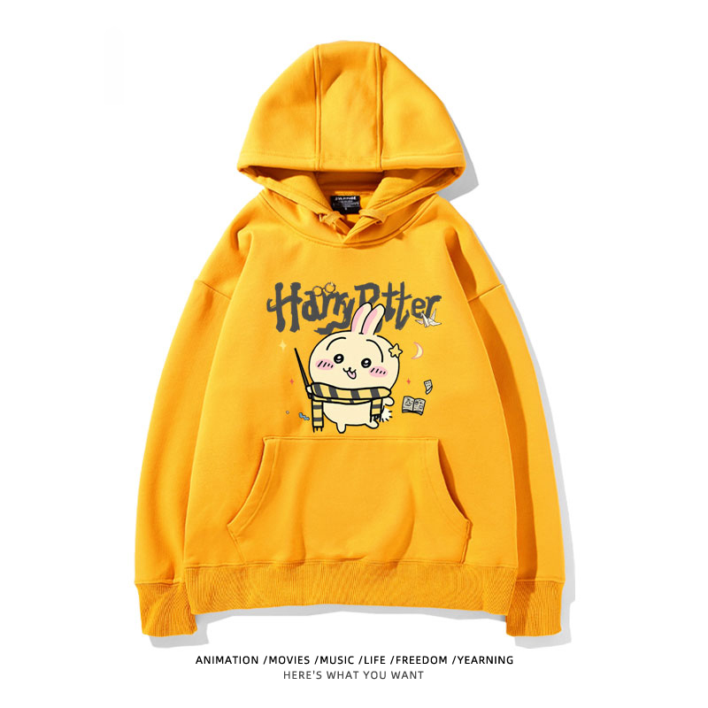 Chiikawa聯名衛衣2024秋冬新款親子情侶裝薄絨款連帽衛衣