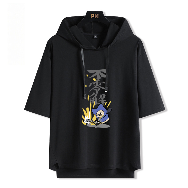 魔物獵人呆貓艾露貓搞怪  連帽短袖T恤