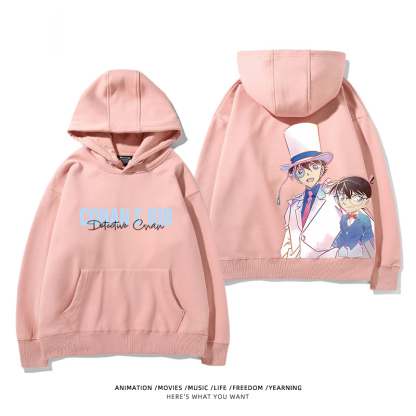 名偵探柯南 聯名衛衣2024秋冬新款親子情侶裝薄絨款連帽衛衣