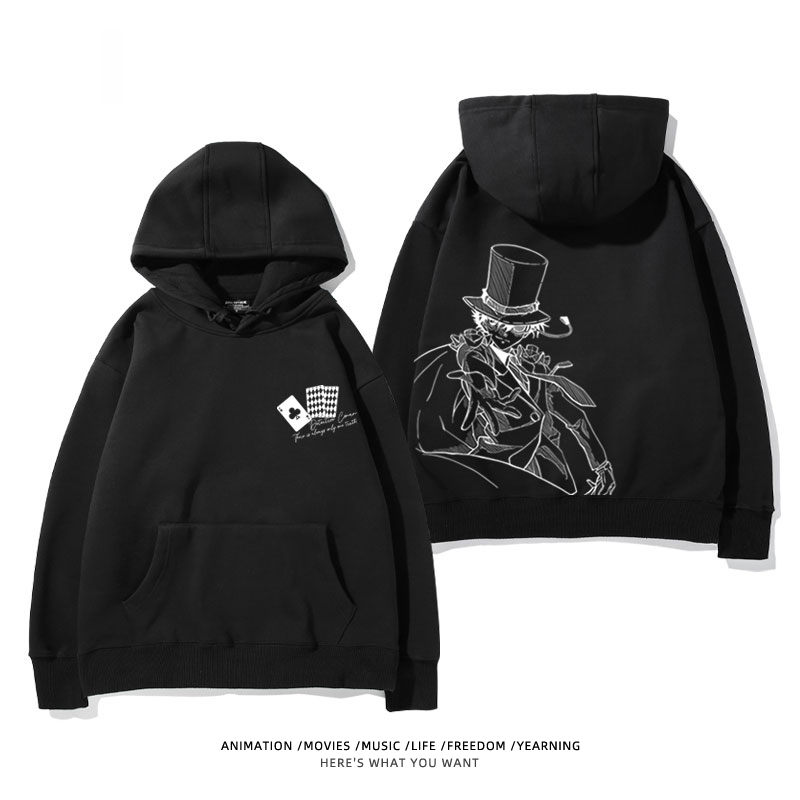 名偵探柯南 聯名衛衣2024秋冬新款親子情侶裝薄絨款連帽衛衣