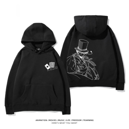 名偵探柯南 聯名衛衣2024秋冬新款親子情侶裝薄絨款連帽衛衣