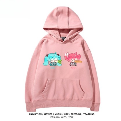 初音未來X重音Teto新款 親子情侶男女連帽衛衣