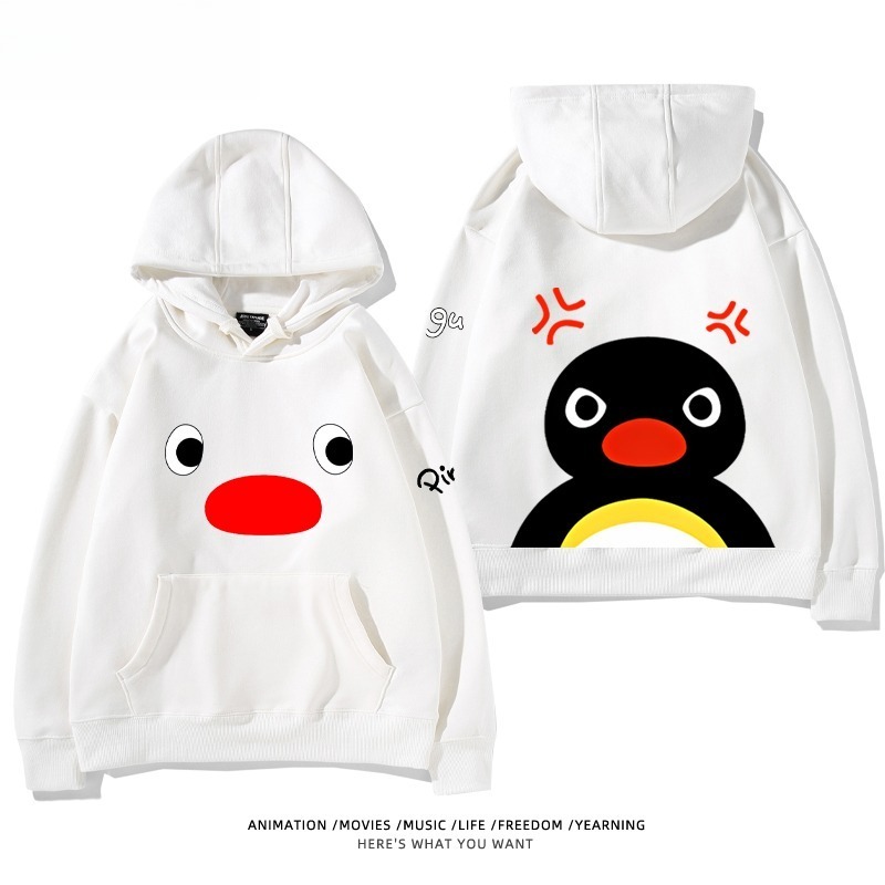 企鵝Pingu 秋冬新款 親子情侶男女連帽衛衣