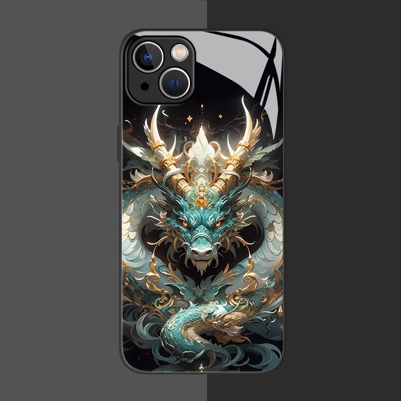 國潮黑龍新款高清全包防摔玻璃殼