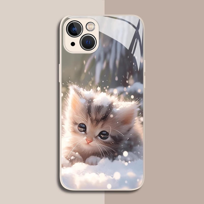 可愛貓咪新款高清全包防摔玻璃殼