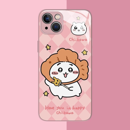 Chiikawa情侶新款高清全包防摔玻璃殼