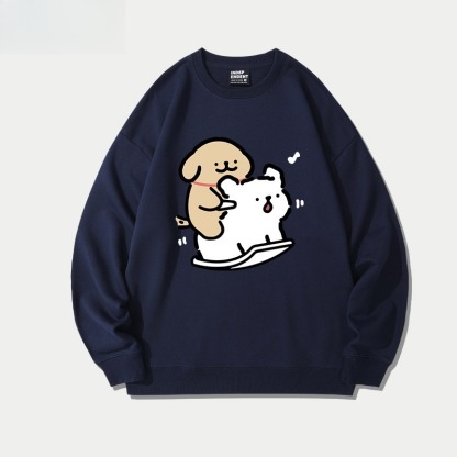 線條小狗 聯名親子情侶裝 圓領長袖