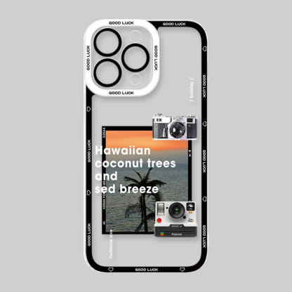 椰樹日落天使眼透明防摔軟殼