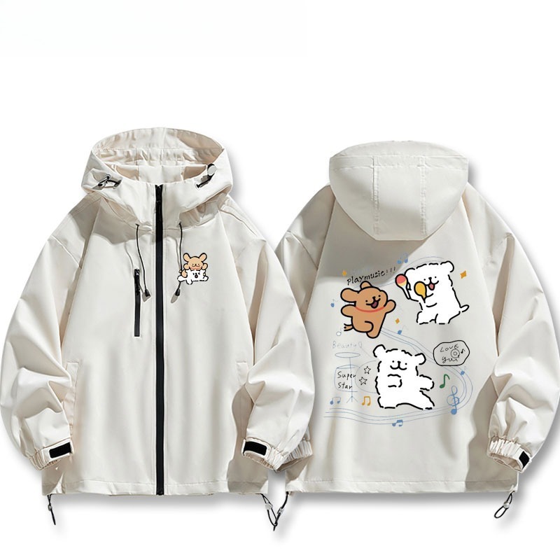 線條小狗周邊 男女同款秋冬衝鋒衣