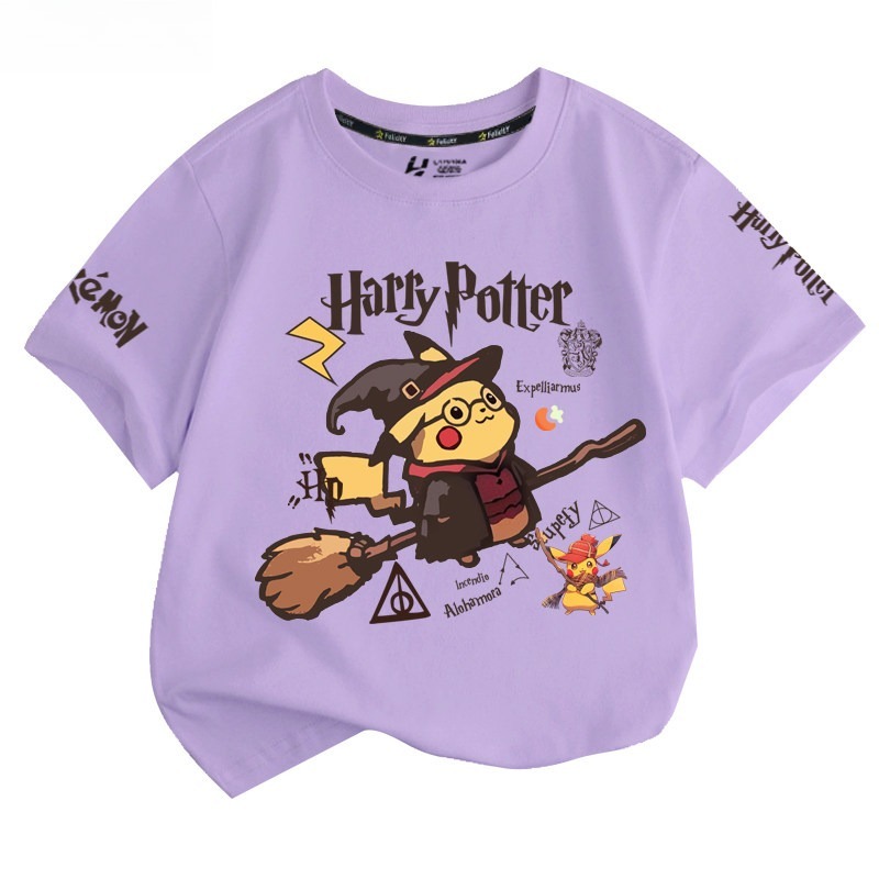 皮卡丘X哈利波特 2026親子情侶男女同款 印花短袖T恤