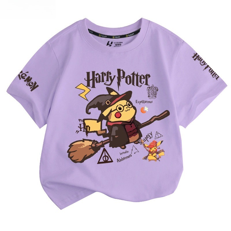 皮卡丘X哈利波特 2026親子情侶男女同款 印花短袖T恤