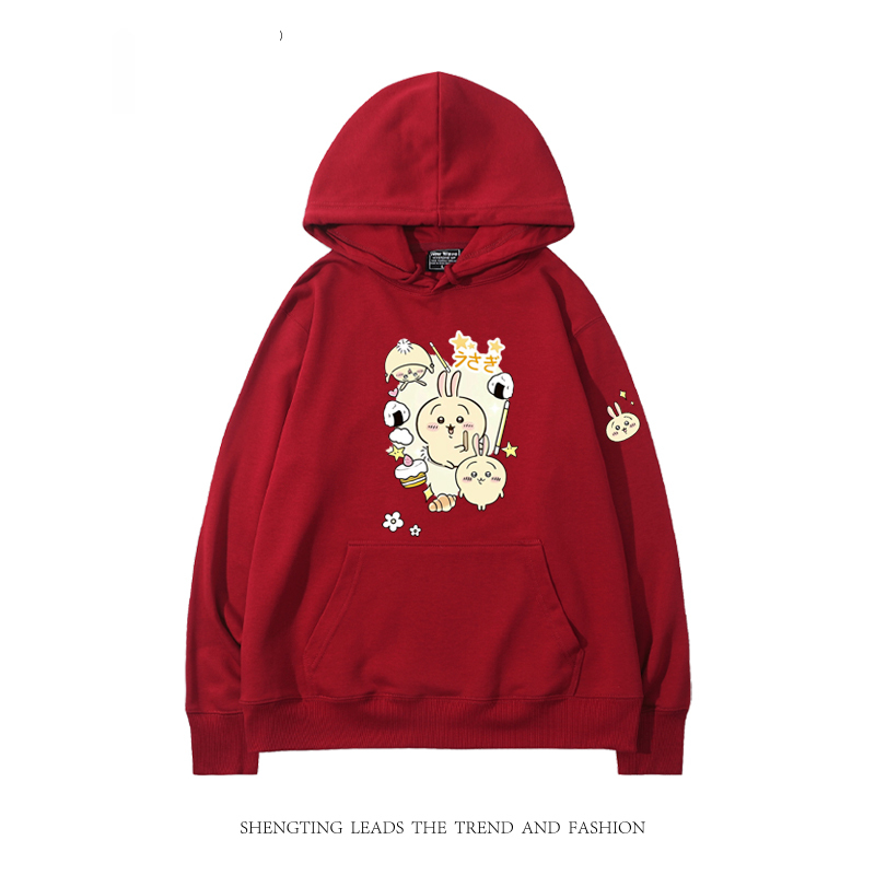 chiikawa 2024秋冬新款親子情侶裝薄絨款連帽衛衣