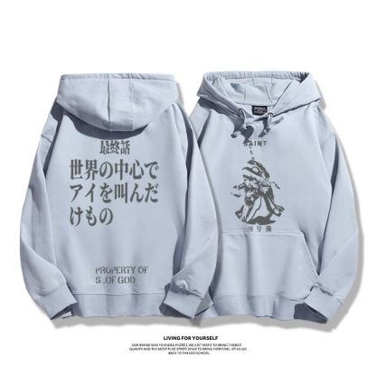 EVA初號機聯名衛衣2024秋冬新款親子情侶裝薄絨款連帽衛衣