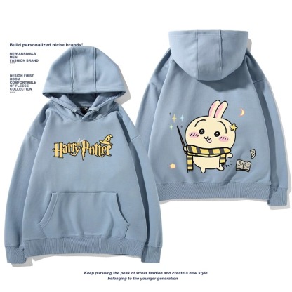 Chiikawa聯名衛衣2024秋冬新款親子情侶裝薄絨款連帽衛衣