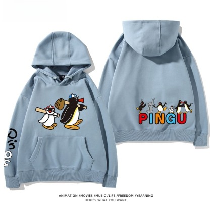 企鵝Pingu 秋冬新款 親子情侶男女連帽衛衣