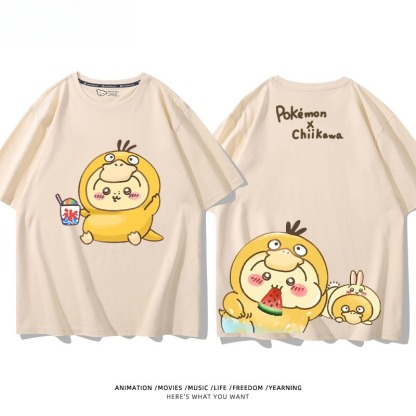Chiikawa X 寶可夢 2026親子情侶男女同款 印花短袖T恤