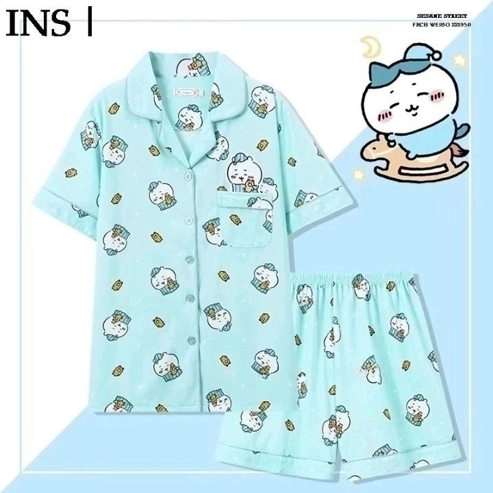 日系吉伊卡哇chiikawa睡衣女短袖T恤夏季純棉可愛烏薩奇家居服