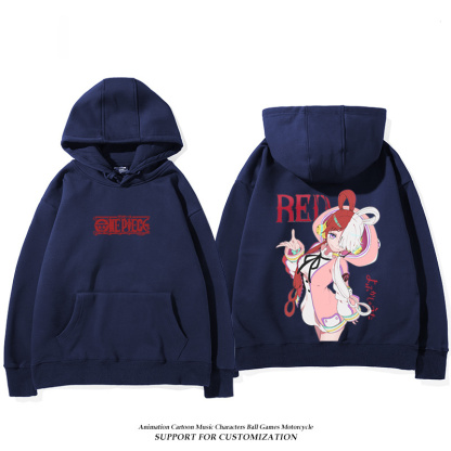 航海王紅髮歌姬烏塔 聯名衛衣2024秋冬新款親子情侶裝薄絨款連帽衛衣