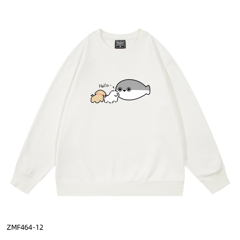 線條小狗X薩卡班聯名衛衣2024秋冬新款親子情侶裝薄絨款連帽衛衣