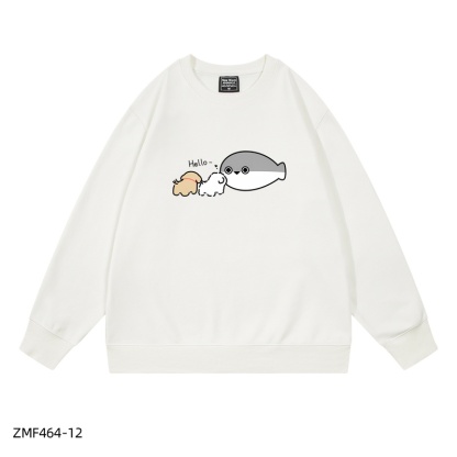 線條小狗X薩卡班聯名衛衣2024秋冬新款親子情侶裝薄絨款連帽衛衣