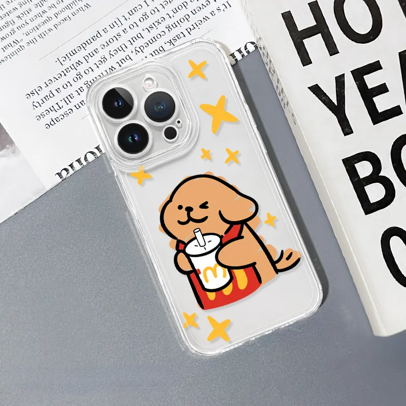 線條小狗 彩色透明防摔軟殼