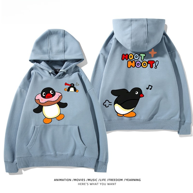 企鵝Pingu 秋冬新款 親子情侶男女連帽衛衣