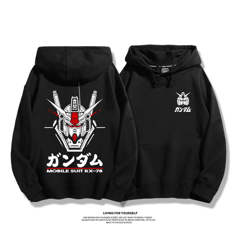 機動戰士鋼彈聯名衛衣2023秋冬新款親子情侶裝薄絨款連帽衛衣