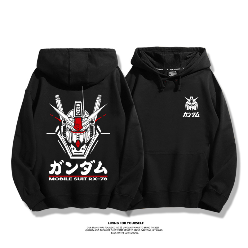 機動戰士鋼彈聯名衛衣2023秋冬新款親子情侶裝薄絨款連帽衛衣