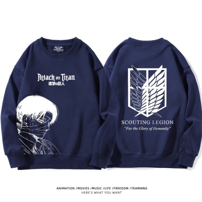 進擊的巨人 聯名衛衣2024秋冬新款親子情侶裝薄絨款連帽衛衣