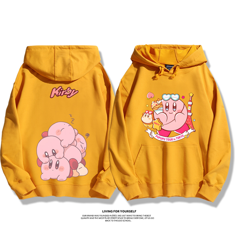 星之卡比聯名衛衣2024秋冬新款親子情侶裝薄絨款連帽衛衣