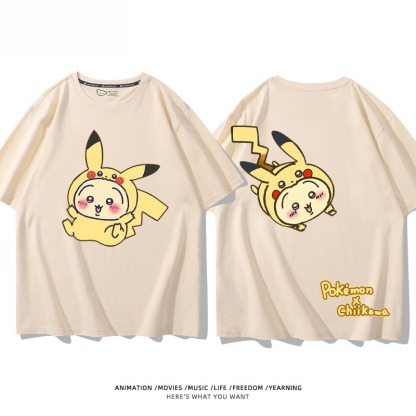 Chiikawa X 寶可夢 2026親子情侶男女同款 印花短袖T恤