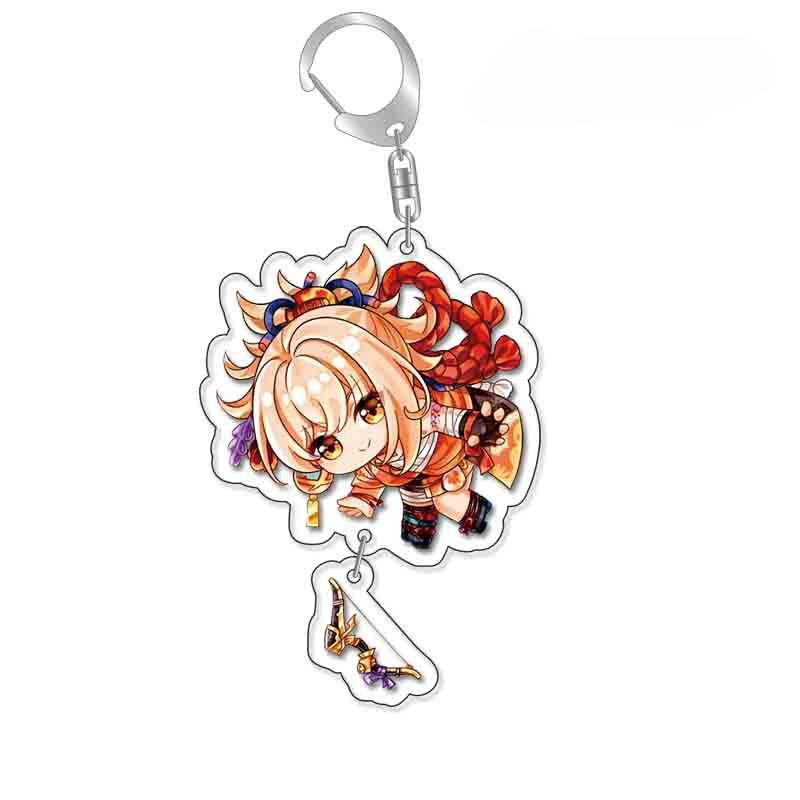 原神八重神子魈可莉刻晴亞克力萬葉熒七七鍾離亞力克鑰匙扣掛飾【單買三件起送】