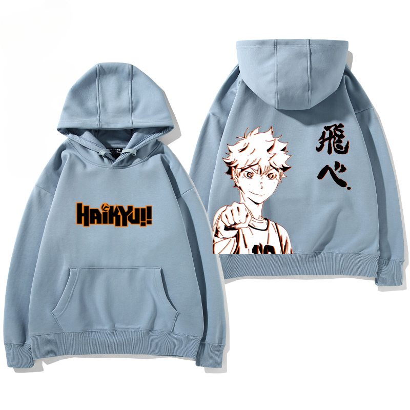 排球少年聯名衛衣2024秋冬新款親子情侶裝薄絨款連帽衛衣